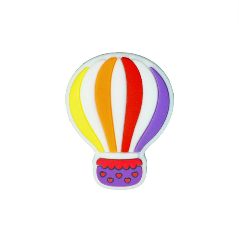 Comercio al por mayor 10PCS DIY Silicona Rainbow Globo de aire caliente Rugby Beads